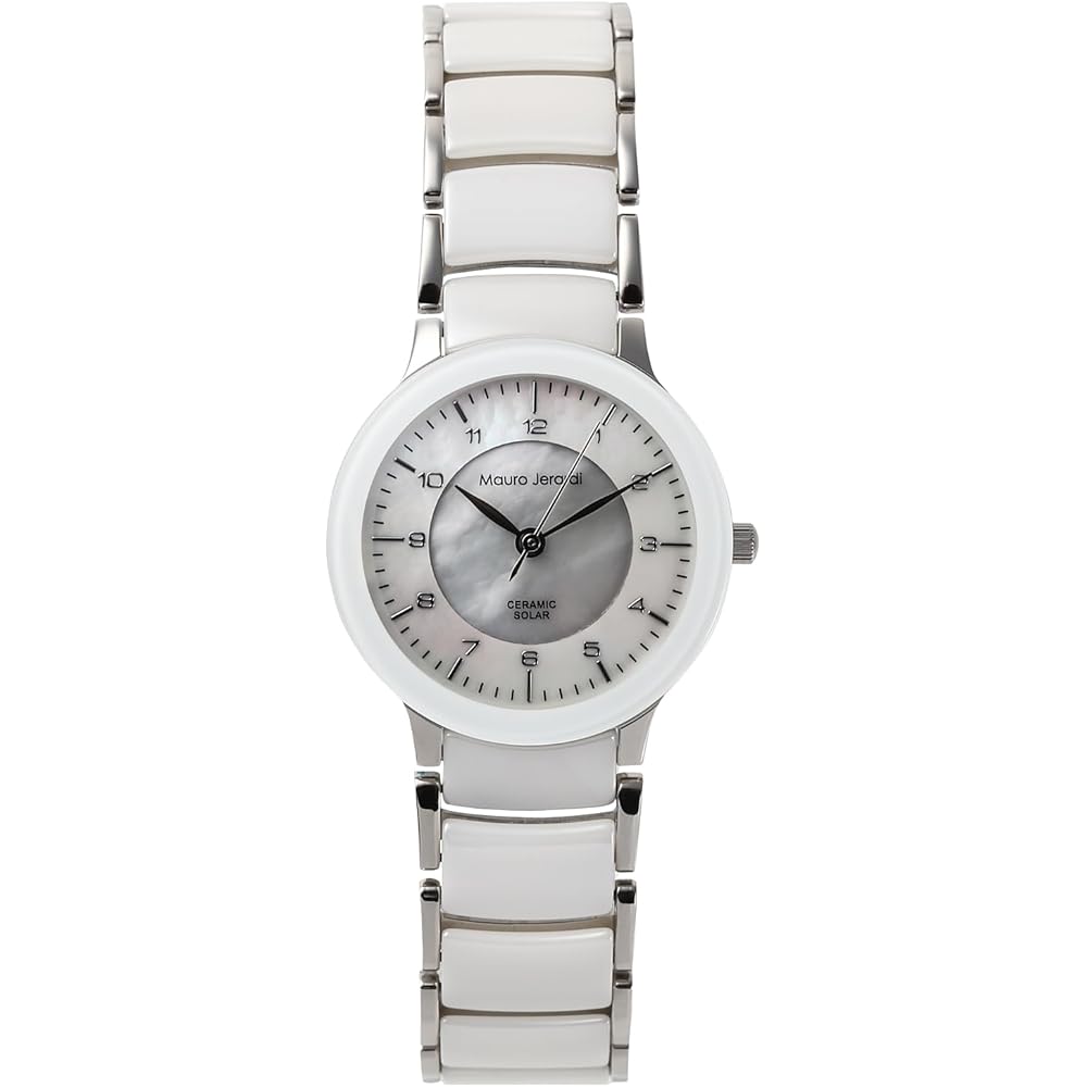 Mauro Gerardi Solar Ceramic Watch 3ATM Waterproof Women s White Silver MJ044-3