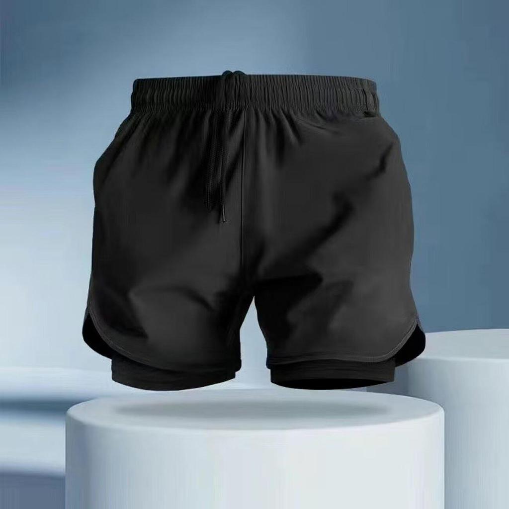 Men's American Style Ice Silk Quick-Dry 3/4 Running Shorts with Inner Lining