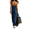 Women's V Neck Maxi Dress Summer Casual Vacation Dress Sleeveless Long Dress with Side Slit Lightweight Loose Fit Dress