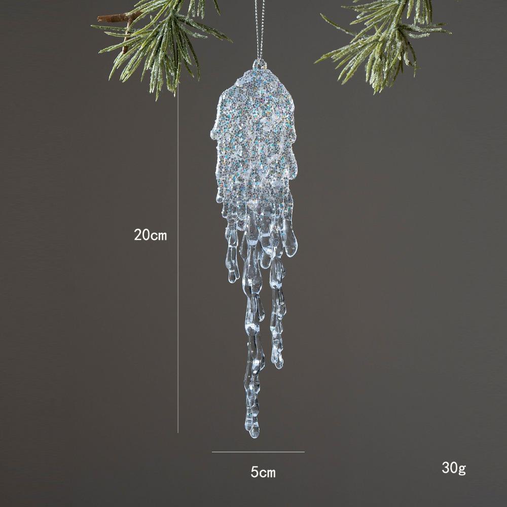 New Crystal Clear Christmas Tree Ornaments Glitter Hanging Party Holiday Decor Transparent Acrylic Icicle Decorations