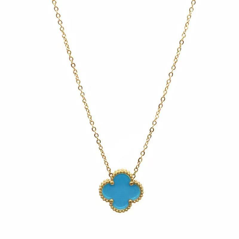 High-Quality Stainless Steel Four-Leaf Clover Necklace - Fashionable Light Luxury Women's Clavicle Chain, 15MM Charm