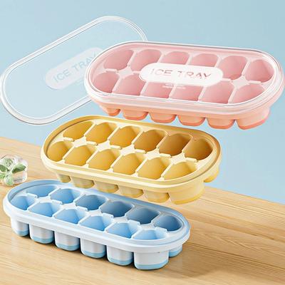 12 Grids Ice Cube Trays Silicone Ice Cube Mold with Removable Lid DIY Homemade Popsicle Mold for Cocktail Freezer Kitchen Gadget