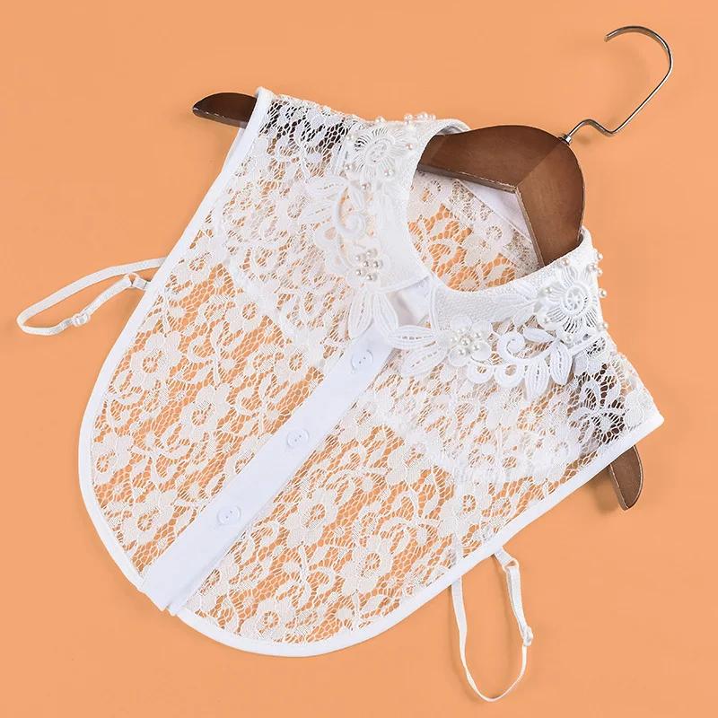 Perfect Match Elegant White Lace Detachable Collars For Women Floral Hollow False Collar Shirt Fake Half Shirt Collar Remoable Faux Col Tie