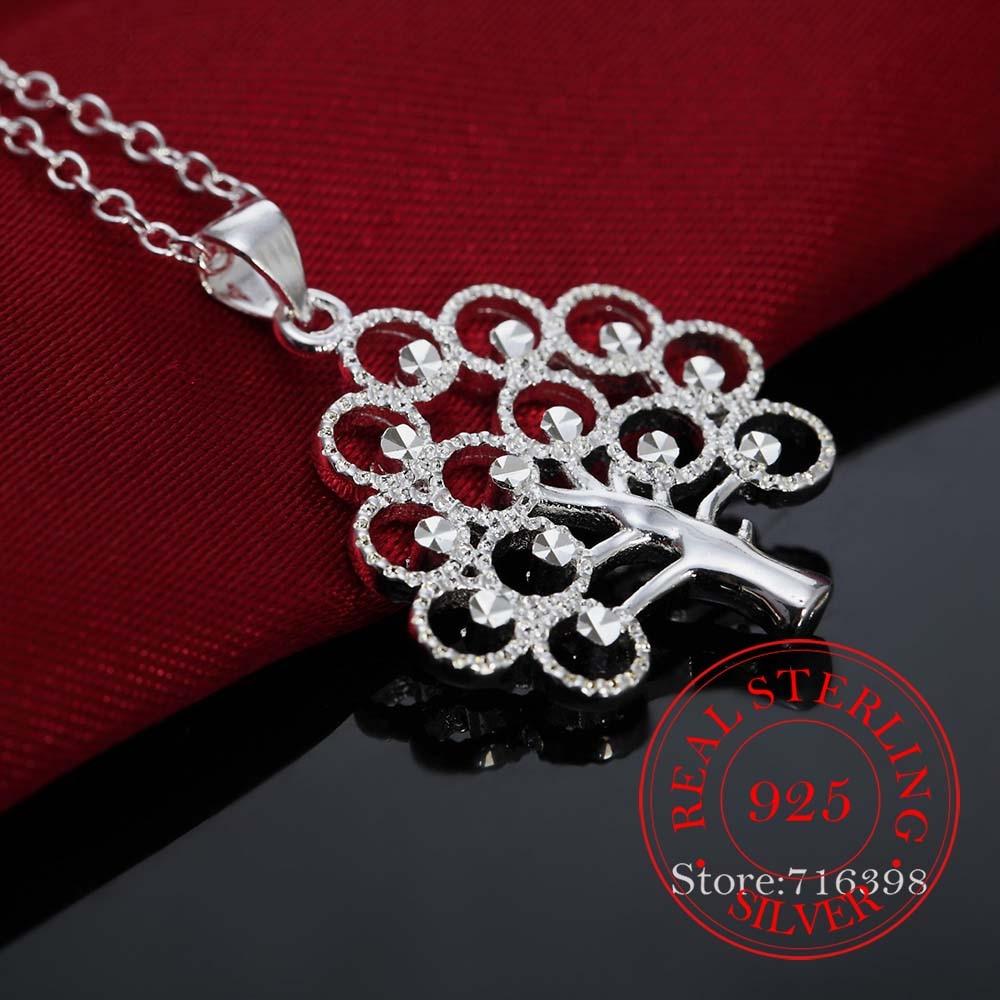 Vintage Luxury Crystal Christmas Tree Charm Statement Pendant Necklace for Women 925 Sterling Silver Fine Jewelry Accessory