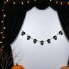 Ghost Halloween Garland 2 Pcs 7.5FT Garland, Felt Pumpkin Bat Skull with Banner Decoration Wood Beads, Party Hanging for Fireplace Doorway Indoor