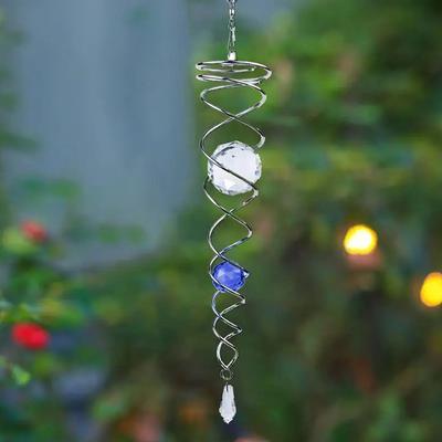 Güneş Yakalayıcı Rüzgar Döndürücü Dekoratif Spiral Spiral Rüzgar Döndürücü Gaz Topu Spiral Kuyruk Rüzgar Döndürücü Sabitleyici Asılı Kristaller