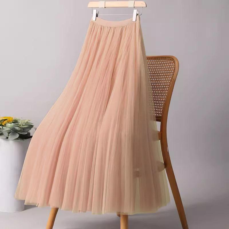 

Mesh half-length fairy skirt swinging purple square dance skirt medium and long A-shaped skirt rose red performance dance skirt Skirt length 90cm