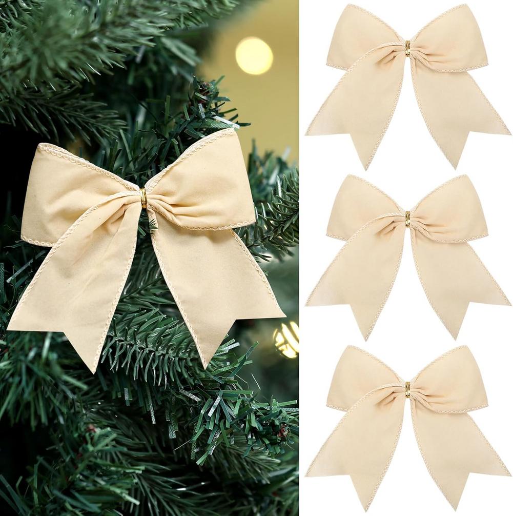 3pcs Christmas Retro Velvet Ribbon 15cm Large Bow Party Wreath Festival Decoration Home Arrangement Christmas Tree Ornament