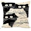 Cute Cat Linen Pillow Cover, Decorative Pillowcase For Home Living Room Sofa Decoration