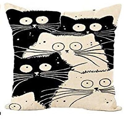 Cute Cat Linen Pillow Cover, Decorative Pillowcase For Home Living Room Sofa Decoration