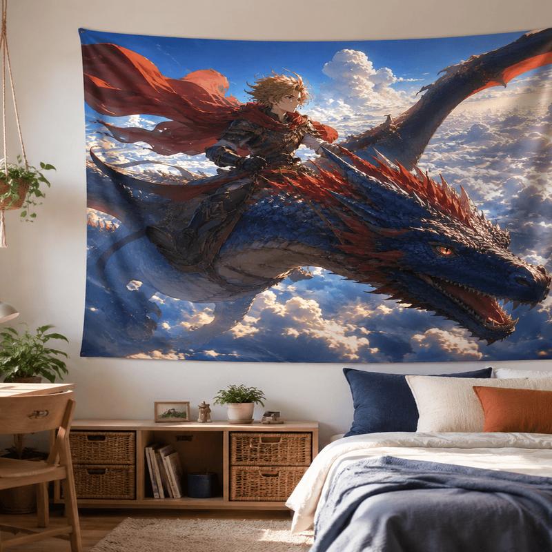 Cloud Flying Dragon Youth Knight Tapestry Hot blooded Anime Wind Sky Dragon Printing Hanging Cloth Anime Room Decoration