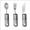 Stainless Steel Adaptive Foldable Utensil Set with Anti-Shake Rubber-Plastic Handle for Elderly Rehabilitation (Knife, Fork, Spoon)
