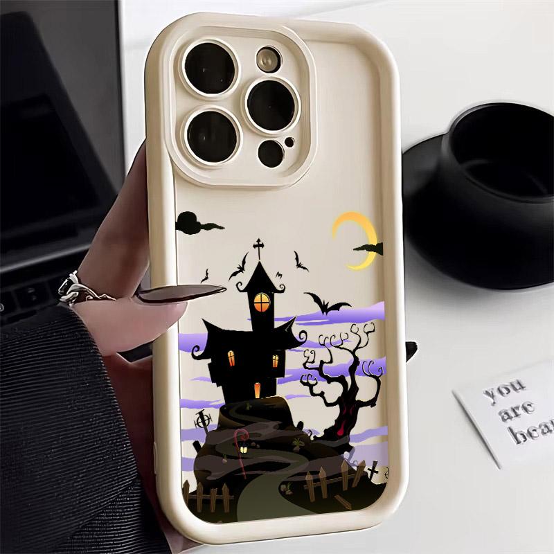 Halloween Castle Moon Soft Silicone Case For iPhone 17 Pro 14 15 Plus 11 12 13 16 Pro Max Coque 16E 17AIR Shockproof Phone Cover