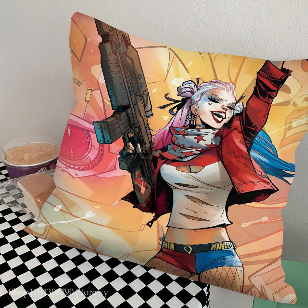 H-Harley Q-Quinn Pillow Case Fashion Square Pillowcase Bedroom Sofa Room Ins Decoration Leisure Cushion Cover 40x40
