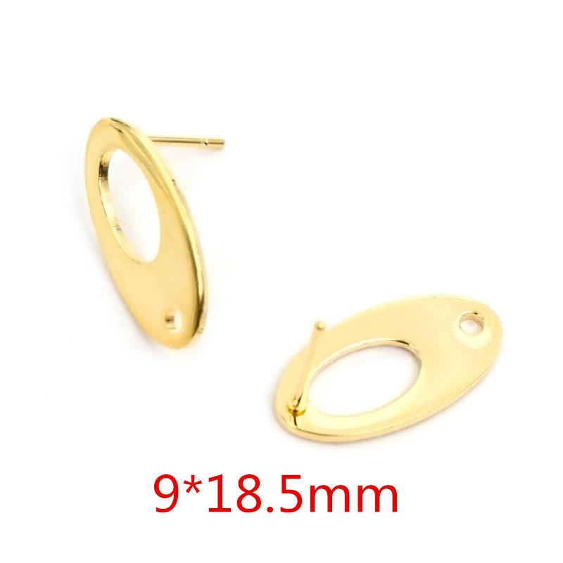 20pcs 316 Stainless Steel Gold Color Geometric Earring Stud Earring Posts Connector For DIY Earrings Jewelry Making Supplies