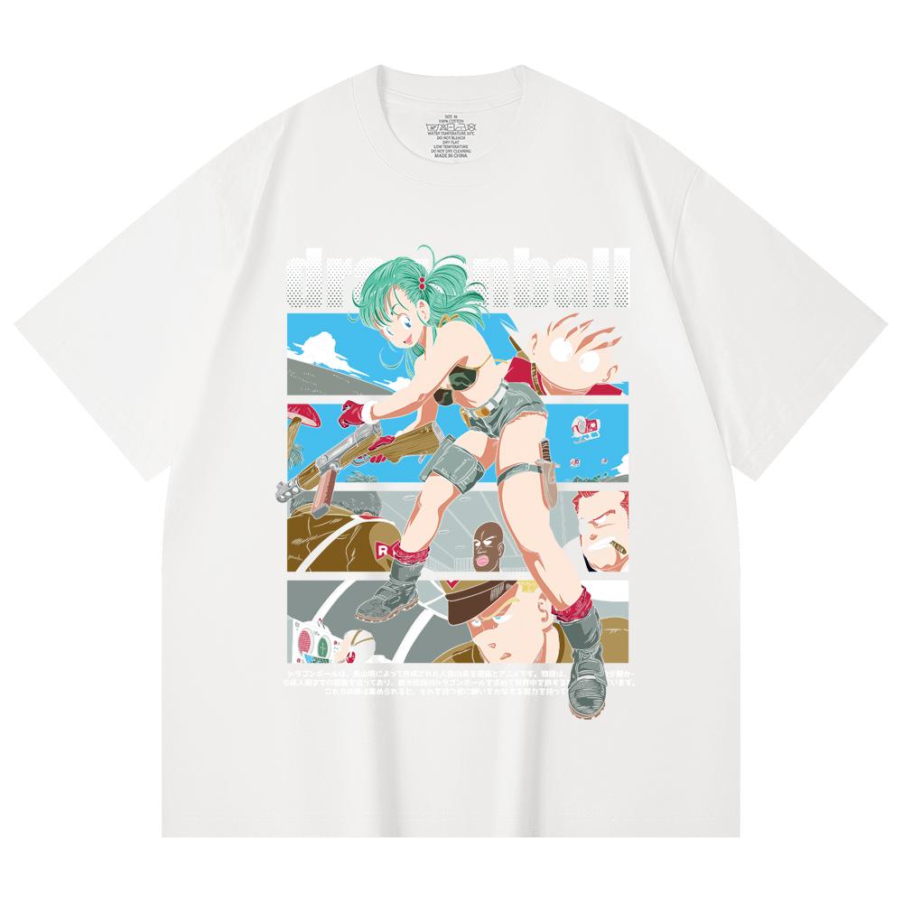 230 Gsm 100% Cotton Dragon Ball V8 Bulma Print Unisex Heavy Cotton T Shirt