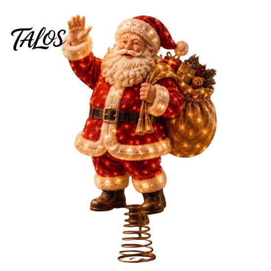 Vnitřní sváteční zimní dekorace Osvětlený špička vánočního stromku, Osvětlený Santa Claus Perníček Louskáček Vrchol stromku Sváteční dárek pro domov