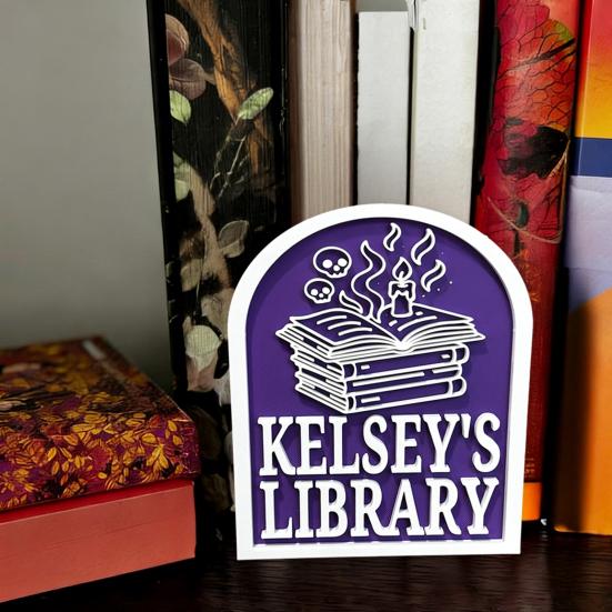 Personalized Library Sign 3D Bookshelf Book Store Decor for Home Library or Reading Nook Bookish Gifts for Book Lovers Reader Women Students