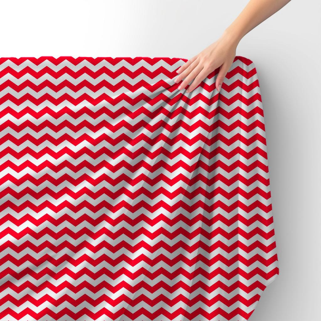Royal Samt Stoff Polyester Zum Nähen - Motiv Roter Zickzack