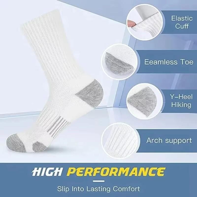 6 Pairs Mens Athletic Crew Socks Cushion Running Work Breathable Outdoor Socks for Men,Sock Size:10-13