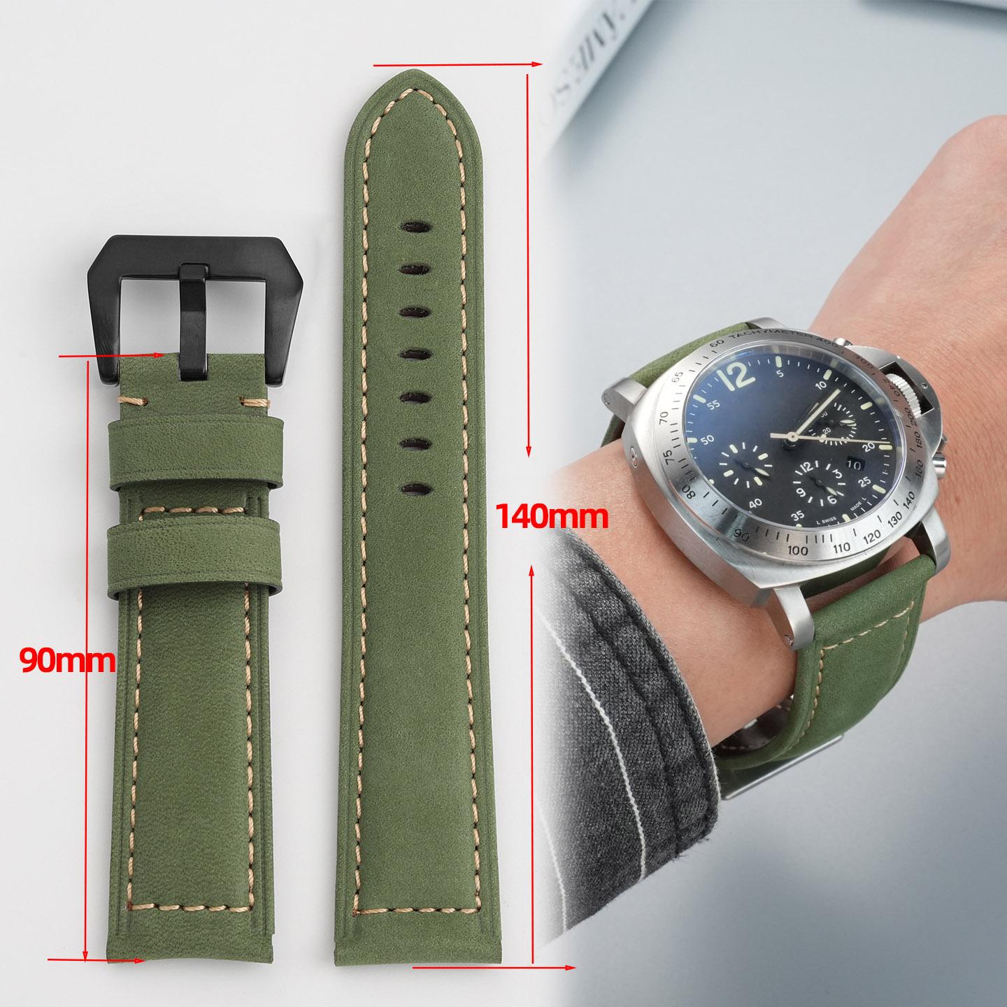 

Расширенный матовый ремешок для часов из кожи Crazy Horse для Panerai Nishitetsu Seagull Мужской Ретро Универсальный 22MM 24MM ремешок Браслет 22mm