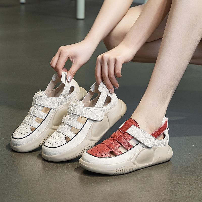 New Women's Shoes Casual Retro Soft-soled Hollowed-out Thick-soled Sandals