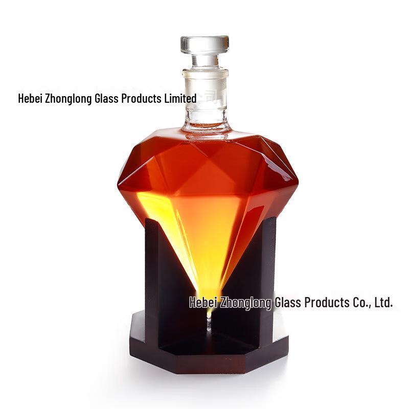 Diamond-Shaped Whiskey Decanter and Glass Set.