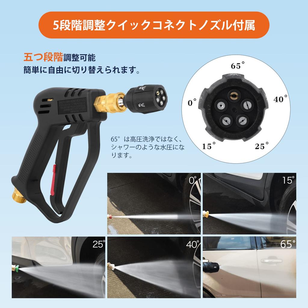 Akitsuba High-Pressure Washer Short Gun, Compatible with Karcher K2, K3, K4, K5, K6, K7, JTK, Brass, M22-14mm. Suitable for Karcher K-series (K2, K3,