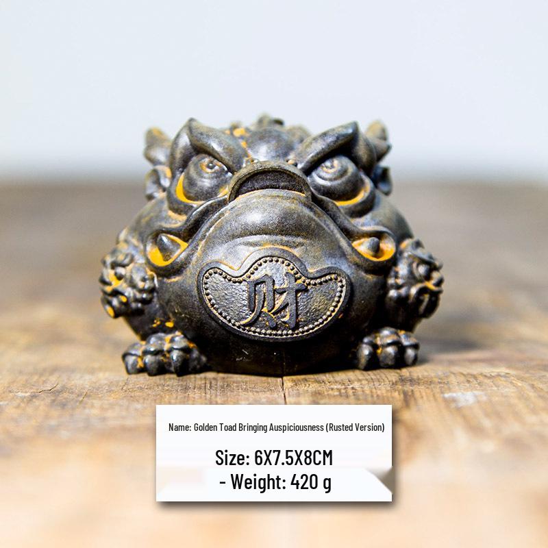 Golden Toad Wealth Ornament for Home, Office, Cash Register, and Ceremonies