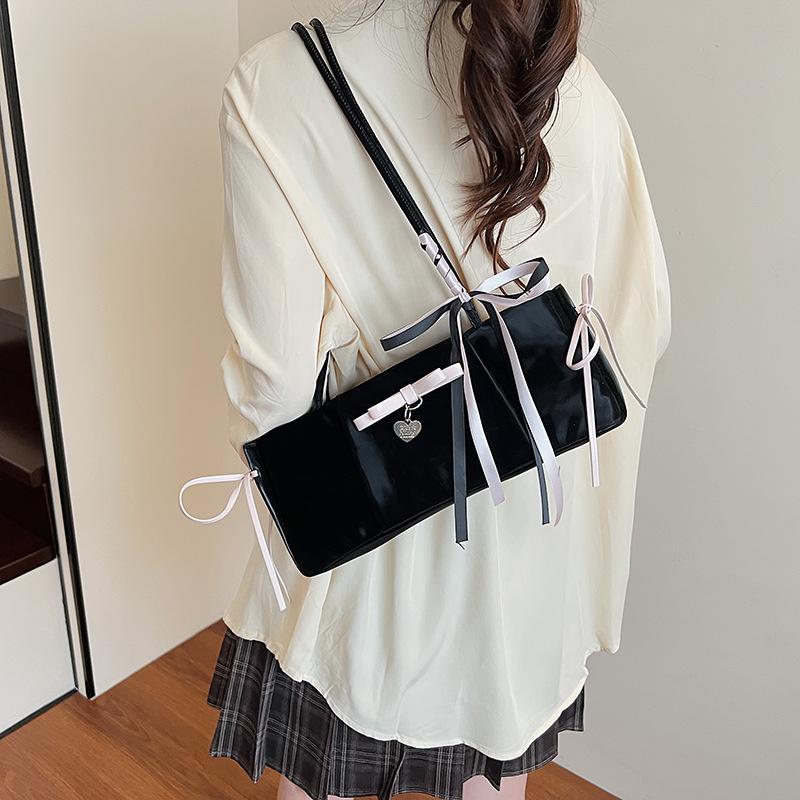 Sweet Girly Bow Handbag Women's 2025 New Simple Commuter Underarm Bag Versatile Shoulder Bag