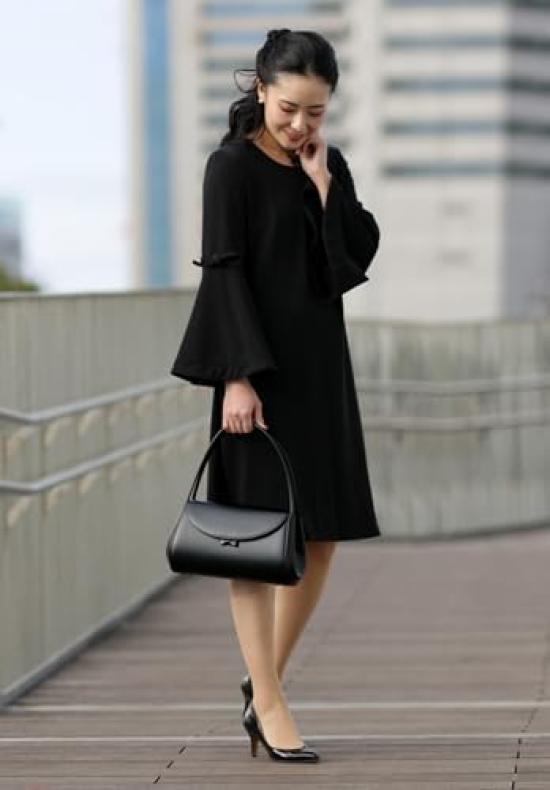 Kitamura Formal Handbag with Detachable Cloth and Folding 15151 Ribbon, Cloth, Bag, Y-0550, Black,