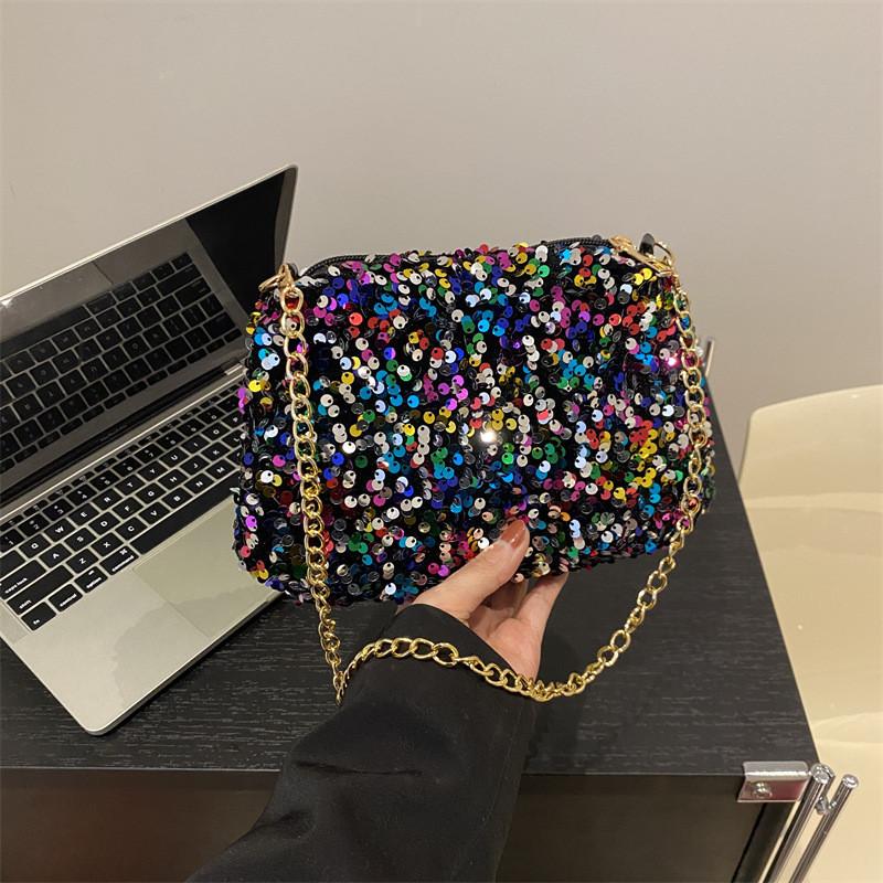 Wholesale Unique Stylish Sequined Small Square Bag For Women With Chain Strap For Daily Use