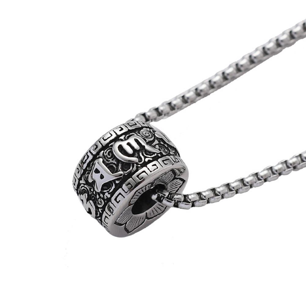 Six-character Mantra, Transfer Beads, Titanium Steel Men's Necklace, Stainless Steel Pendant, Non-fading Jewelry
