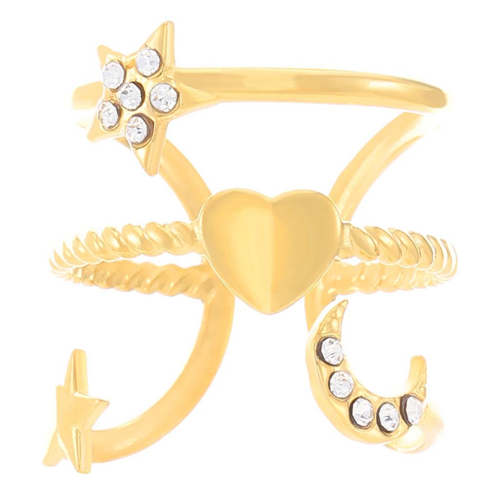 High-End Edelstahl Blumen- & Seestern Offener Ring für Damen