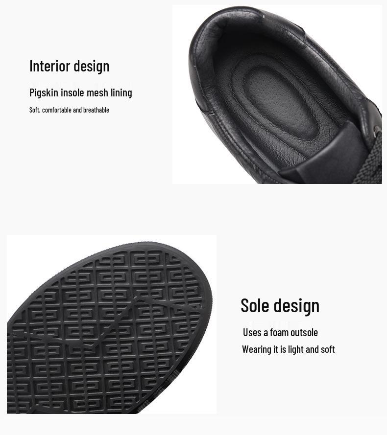 Trendy 2025 Men's Genuine Leather Sports Sneakers: White Soft Sole, Thick Sole Casual Shoes