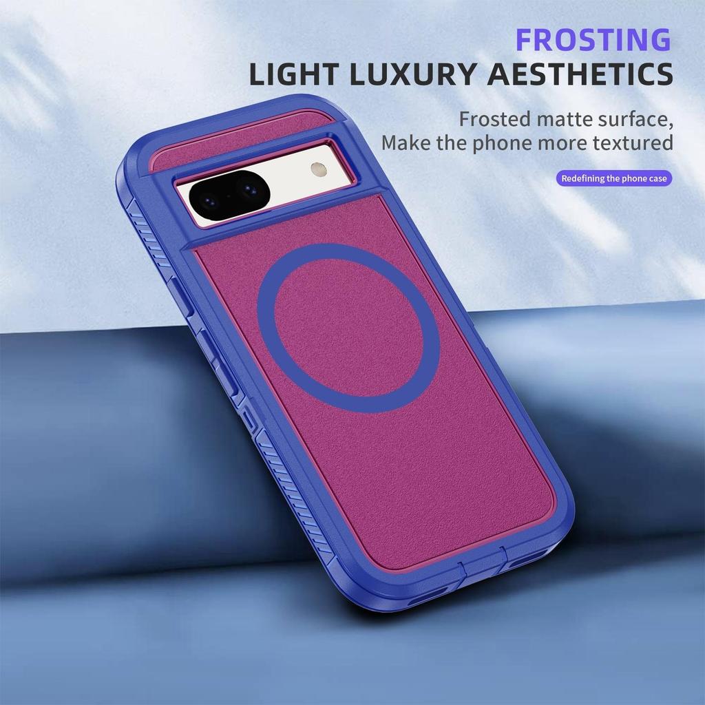 For Google Pixel 8a Case Matte TPU+PC Back Drop-proof Phone Cover Compatible with MagSafe