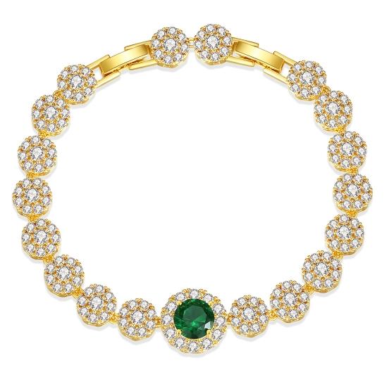 LUIOXI Luxury Versatile Double Buckle Copper Micro Inlaid Circular Zircon Colored Crystal Tennis Chain Head Bracelet