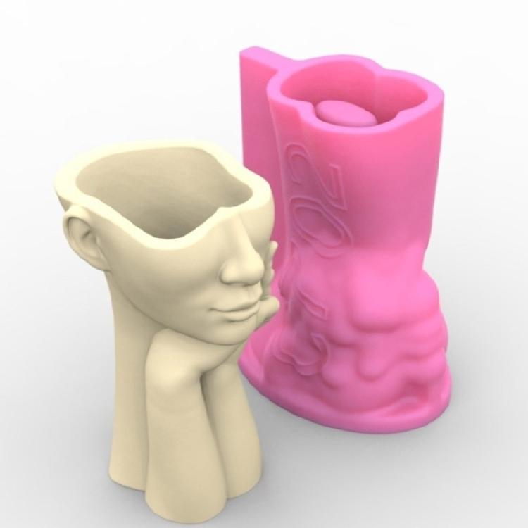 Abstract Face Silicone Mold Desktop Ornament Succulent Planter Flowerpot Mold