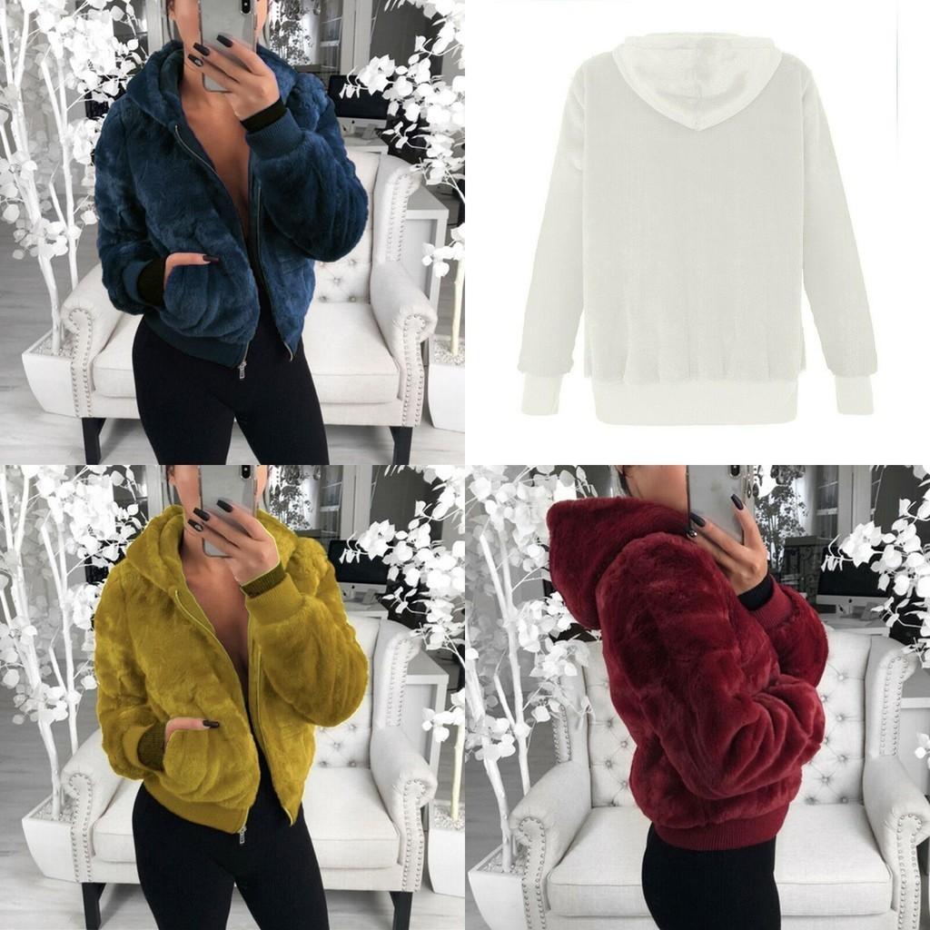 Luxurious Women's Teddy Bear Coat Jacket Winter Warm Hooded Fur Fluffy Outwear Overcoat