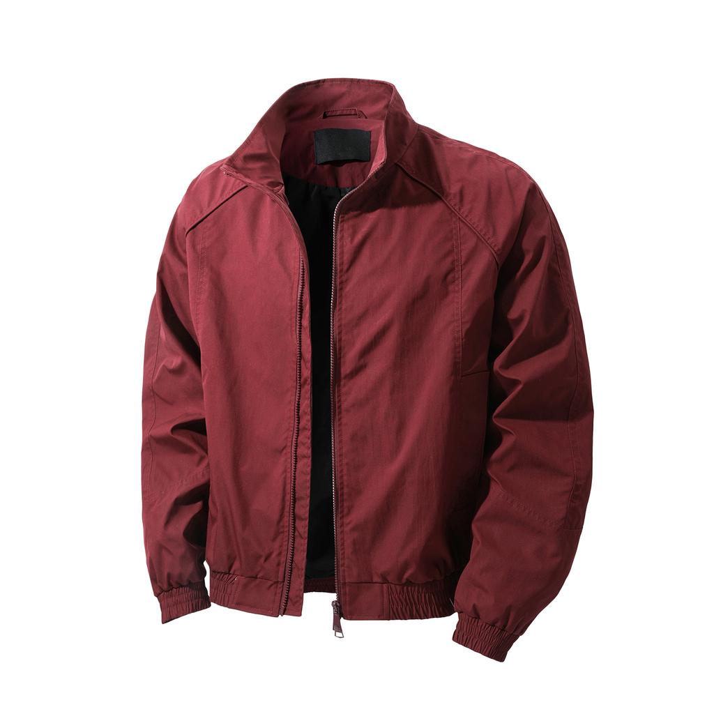 Men's Solid Color Stand Collar Waterproof Windbreaker Jacket American Style Outdoor Sports Climbing Streetwear Coat