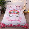 Kids Unicorn Eyelash Pink Princess Duvet Cover King Queen Bedding Set Fairy Magic Animal Closed Eye 2/3pcs Polyester Quilt Cover