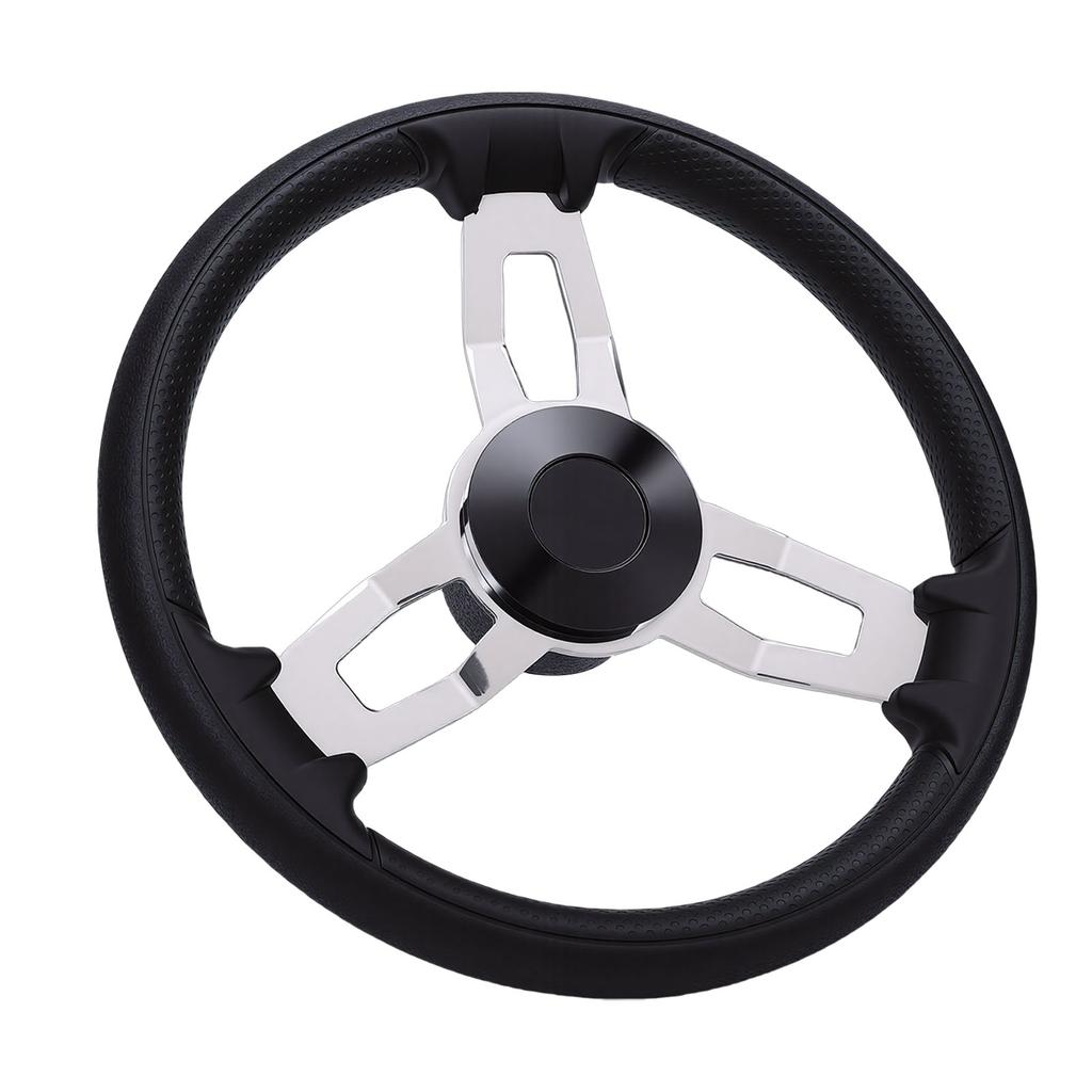 3 Spoke Destroyer Steering Wheel 13.5 Inch Stainless Steel Boat Steering Wheel with Foam Grip for Yacht