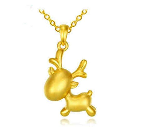 Gold-Plated Reindeer Pendant Necklace for Men, Women, and Babies