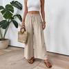 New Arrival Vacation Style Women's Drawstring Pocket Wide Leg Casual Pants In Stock Cross-border Europe America
