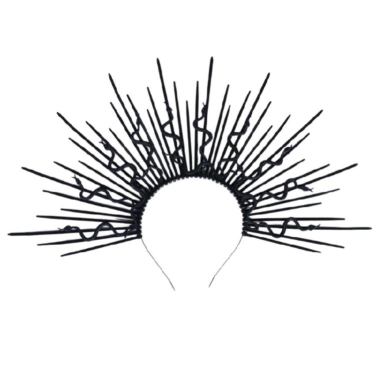 Unique Punk Snake Artistic Hair Band Spiked Head Accessory for Adults Hair Hoop with Metallic and Snake Cosplay Maid