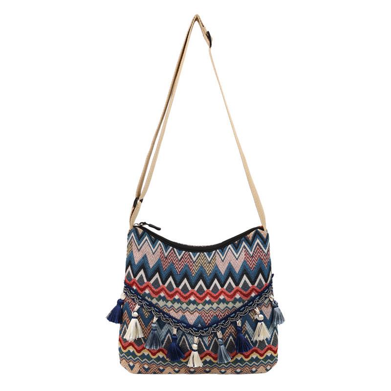 Ethnic Style Casual Shoulder Bag With Tassels For Daily Use And Travel
