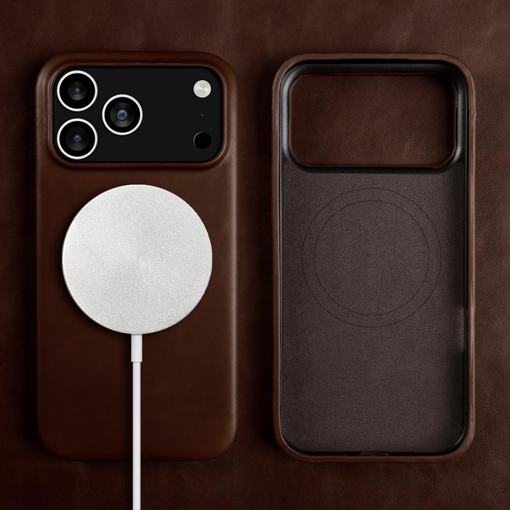 Vintage Oil Wax Full Covered Genuine Leather Case for Iphone 17 Pro Max 16 15 14 13 12 11 for Magsafe Magnetic Phone Cover Cases