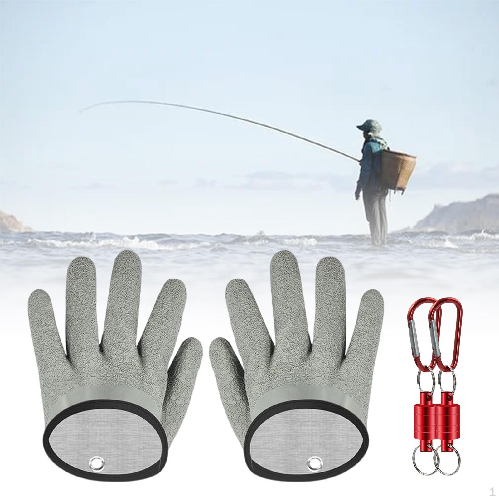 Fishing Gloves Fisherman Water Resistant Fish Hands Protector Nonslip Gray Aluminum Hook