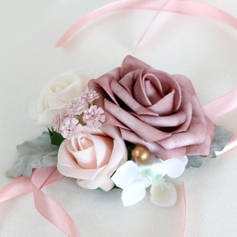 5Pcs Rose Wrist Corsages Wristband for Bridal and Bridesmaid, Wrist Corsages for Wedding Ceremony Anniversary Proms