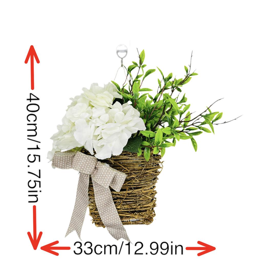 

Spring Door Hydrangea Hanging Basket Artificial Flower Wreath Home Decoration